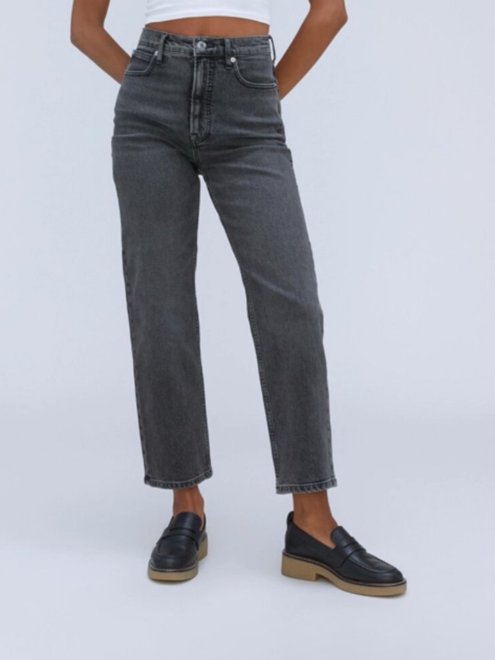 Everlane High-Rise Straight Leg Gray Jeans